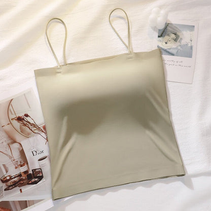 Summer Padded Bra Top Ice Silk Sling Camisole