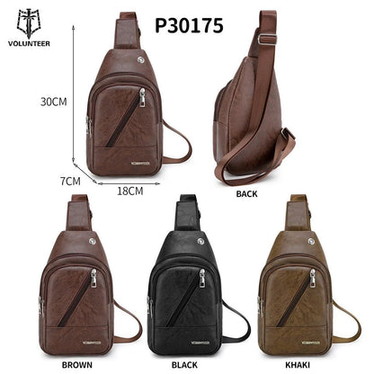 Volunteer Leather Men's Anti Theft Chest Sling Bag