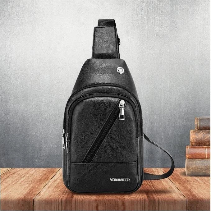 Volunteer Leather Men's Anti Theft Chest Sling Bag