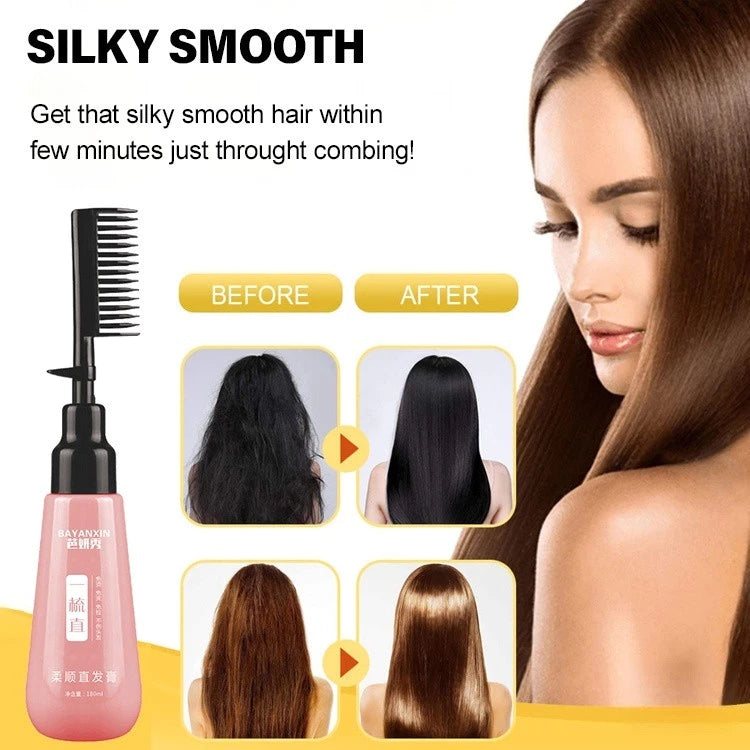 BAYAXIN Hair Straightening Serum with Comb Applicator