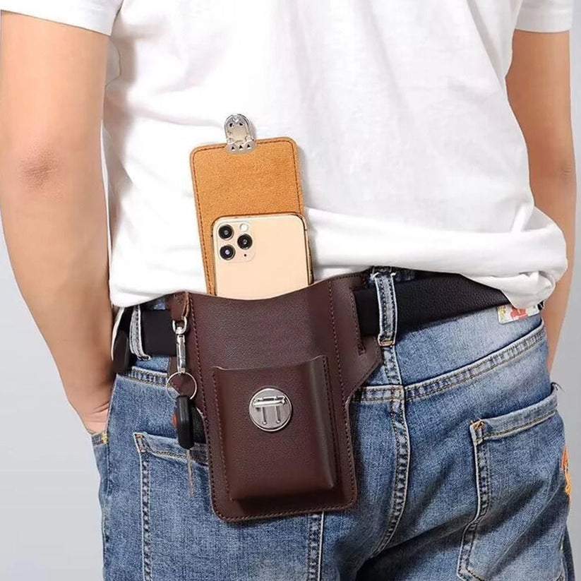 Leather Belt Phone Waist Bag