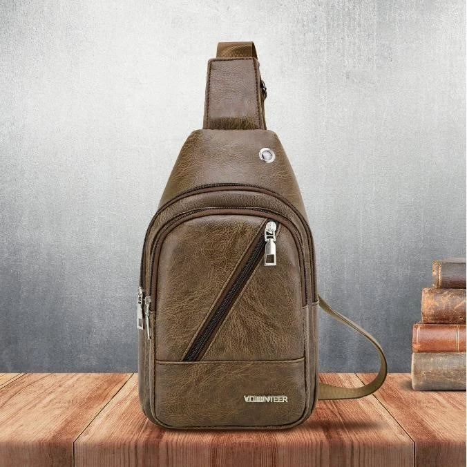 Volunteer Leather Men's Anti Theft Chest Sling Bag