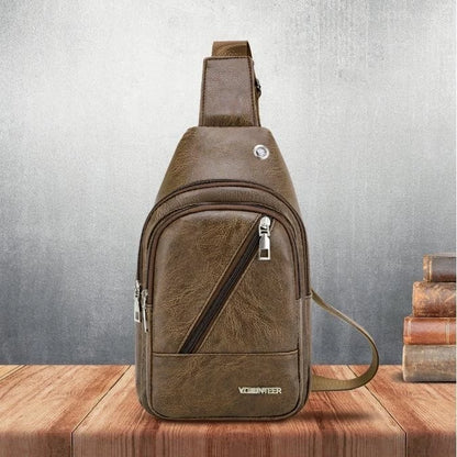 Volunteer Leather Men's Anti Theft Chest Sling Bag