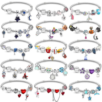 Pandora Inspired Silver & Gold Plated Charm Bracelet