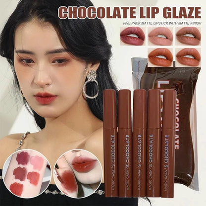 MAGIC CASA 5PCS Chocolate Matte Lip Glaze Set