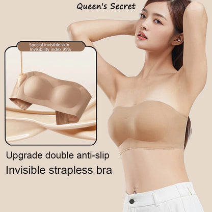 Strapless Padded Seamless Bra with Anti-Slip Design
