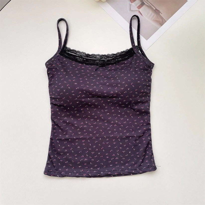 Coquette Lace Trim Padded Camisole