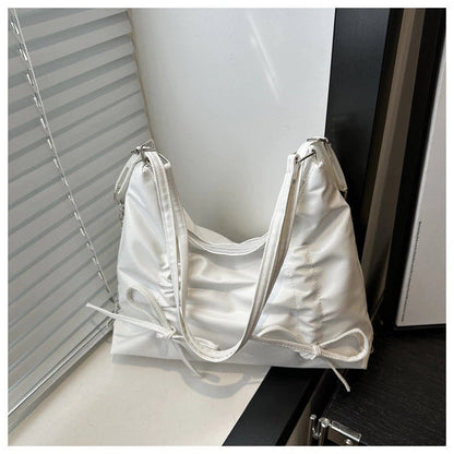 2-Way Soft Ruched Shoulder Bag with Chain Accent