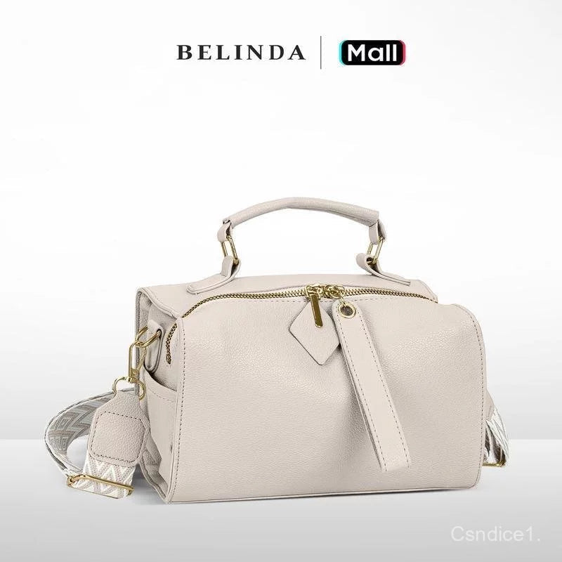 Everyday Soft Leather 2-Way Crossbody Bag with Pattern Strap