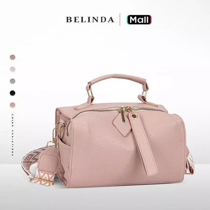 Everyday Soft Leather 2-Way Crossbody Bag with Pattern Strap
