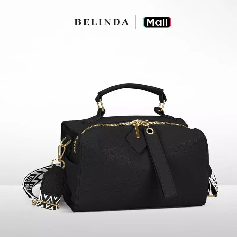 Everyday Soft Leather 2-Way Crossbody Bag with Pattern Strap