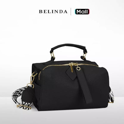 Everyday Soft Leather 2-Way Crossbody Bag with Pattern Strap