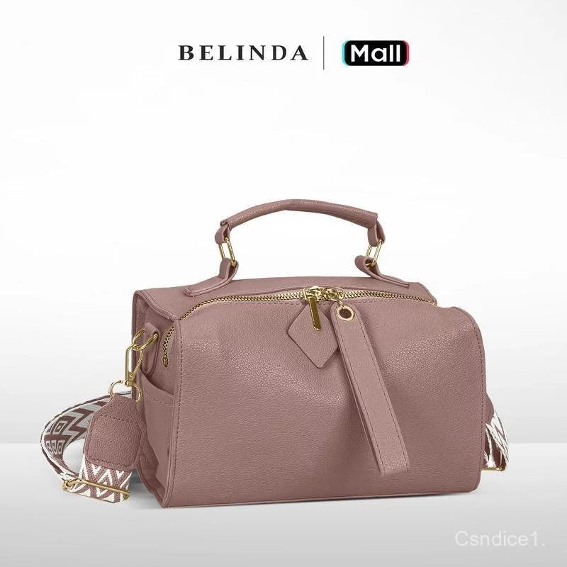 Everyday Soft Leather 2-Way Crossbody Bag with Pattern Strap