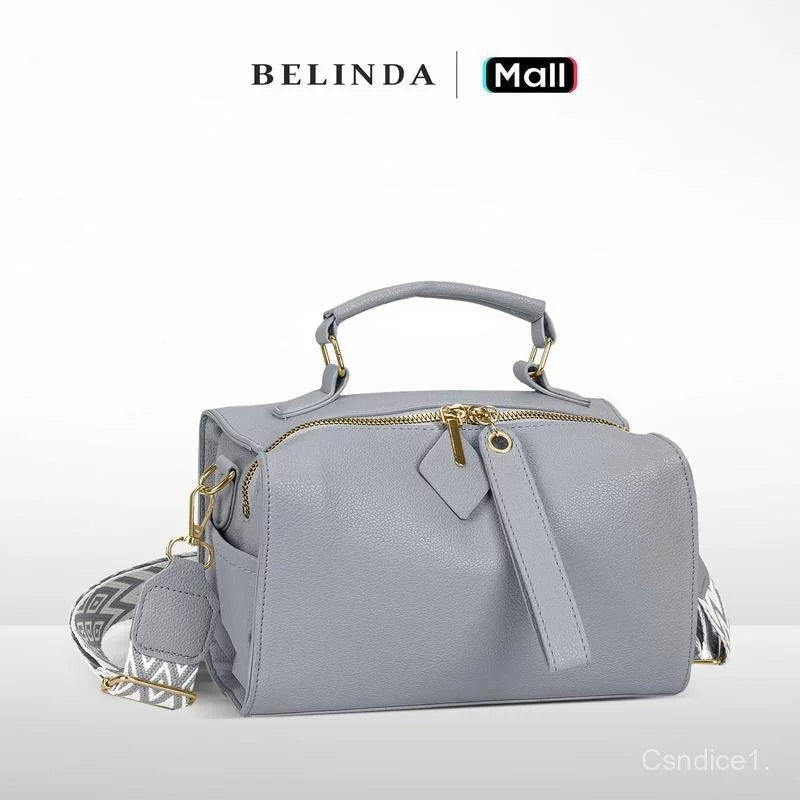 Everyday Soft Leather 2-Way Crossbody Bag with Pattern Strap