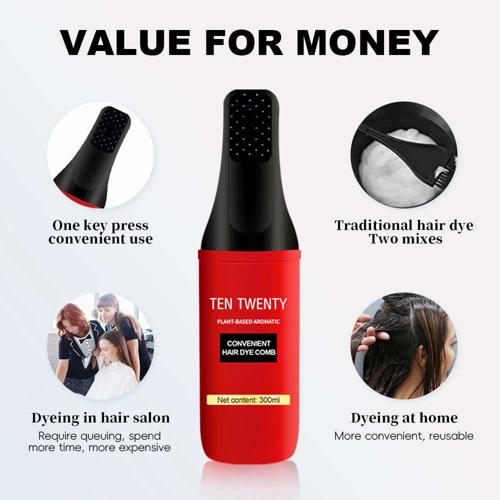 TEN TWENTY Plant-Based Aromatic convenient Hair Dye Comb