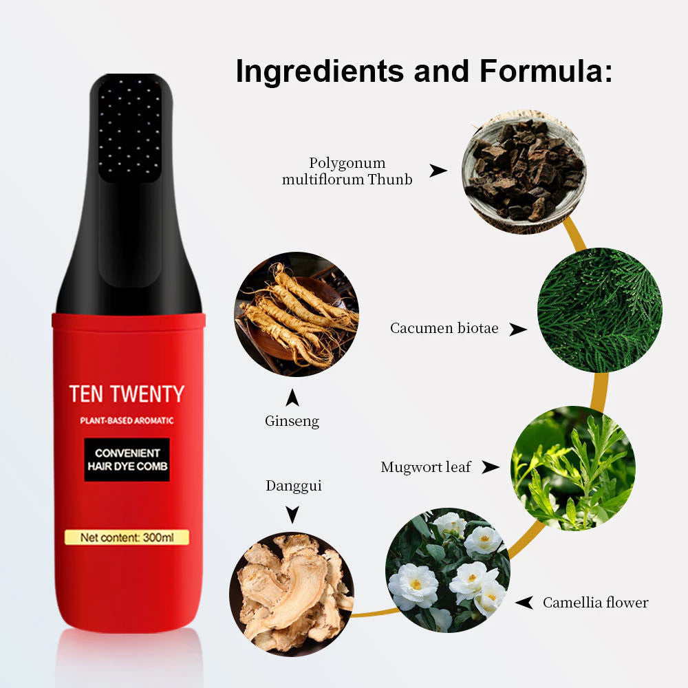 TEN TWENTY Plant-Based Aromatic convenient Hair Dye Comb