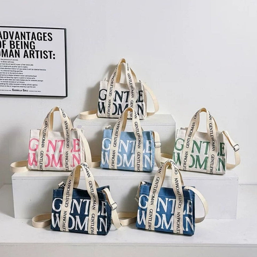 GM Trendy Canvas Letter Print Sling Bag