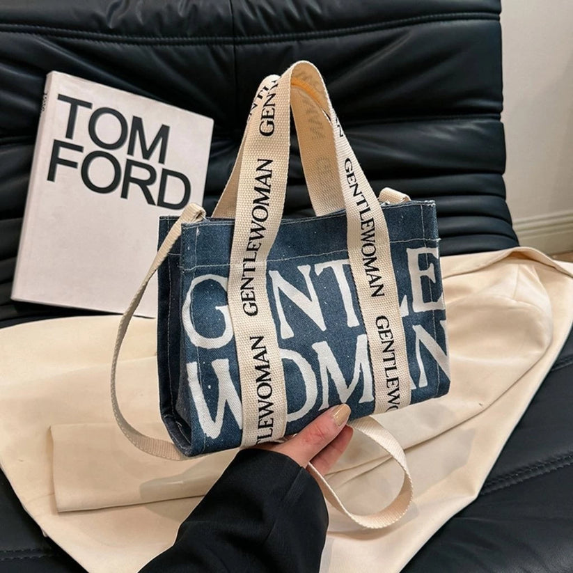 GM Trendy Canvas Letter Print Sling Bag