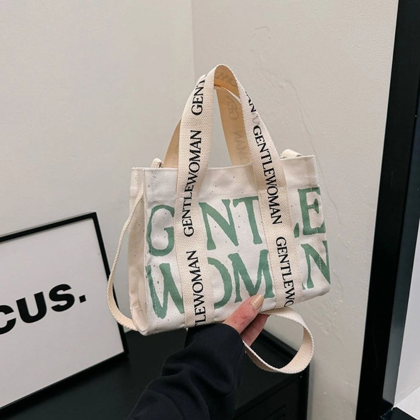GM Trendy Canvas Letter Print Sling Bag