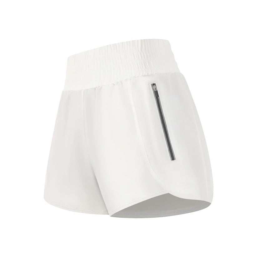 High-Waisted Sports Shorts with Zipper Pocket