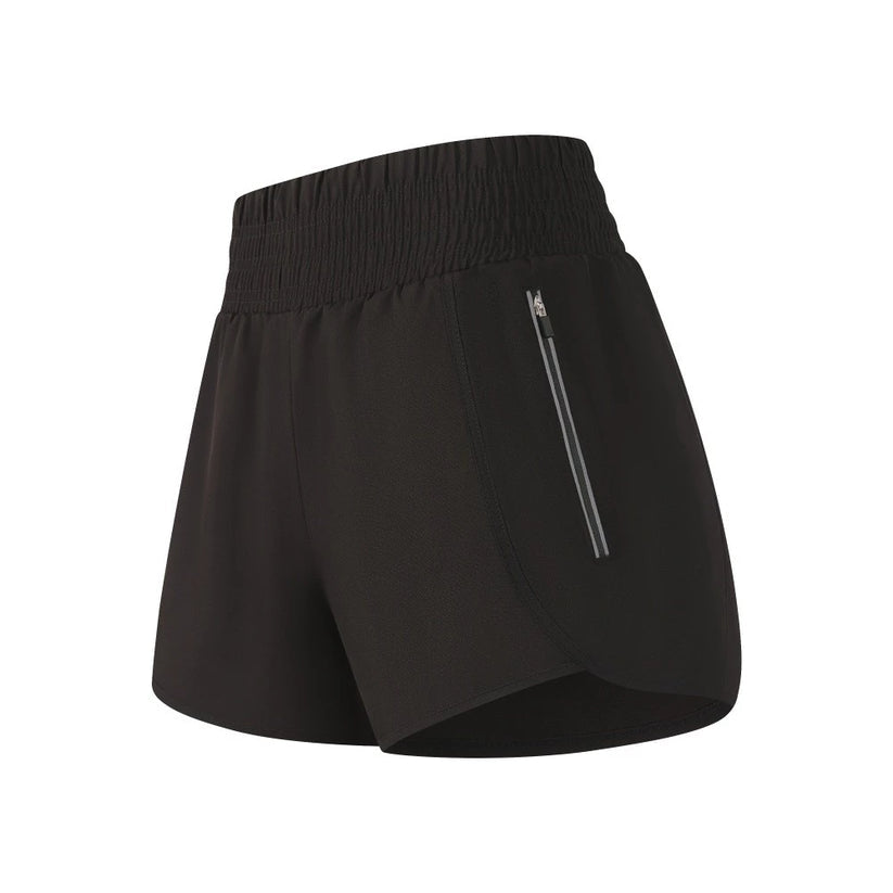 High-Waisted Sports Shorts with Zipper Pocket