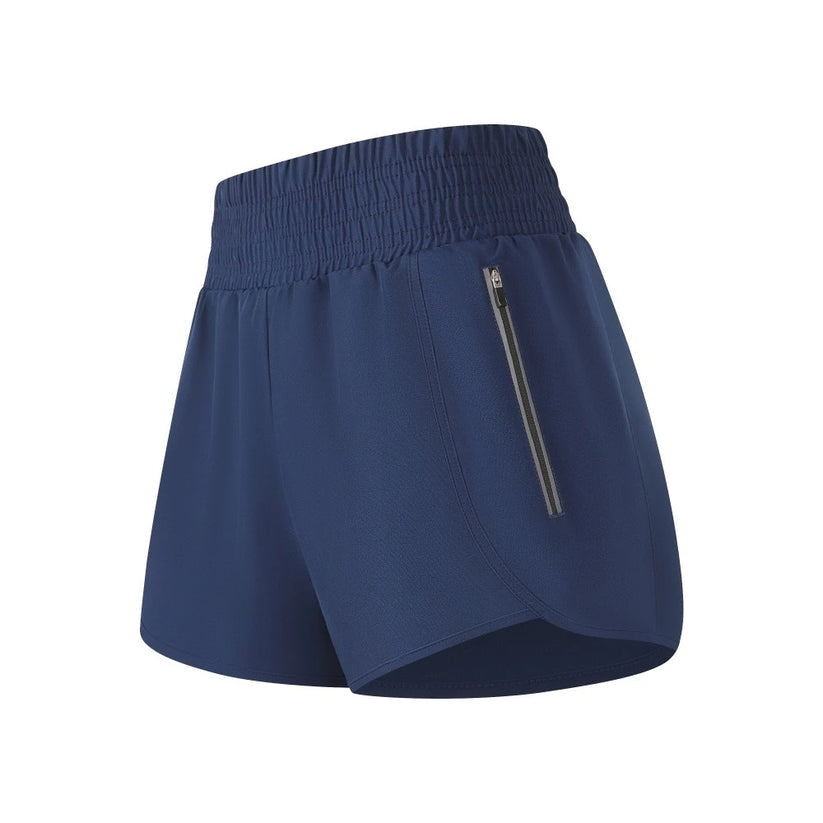 High-Waisted Sports Shorts with Zipper Pocket
