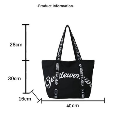 GW Letter Printed Canvas Tote Bag