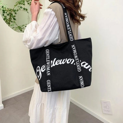 GW Letter Printed Canvas Tote Bag