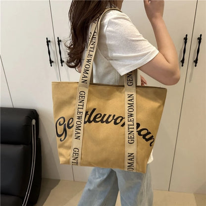 GW Letter Printed Canvas Tote Bag