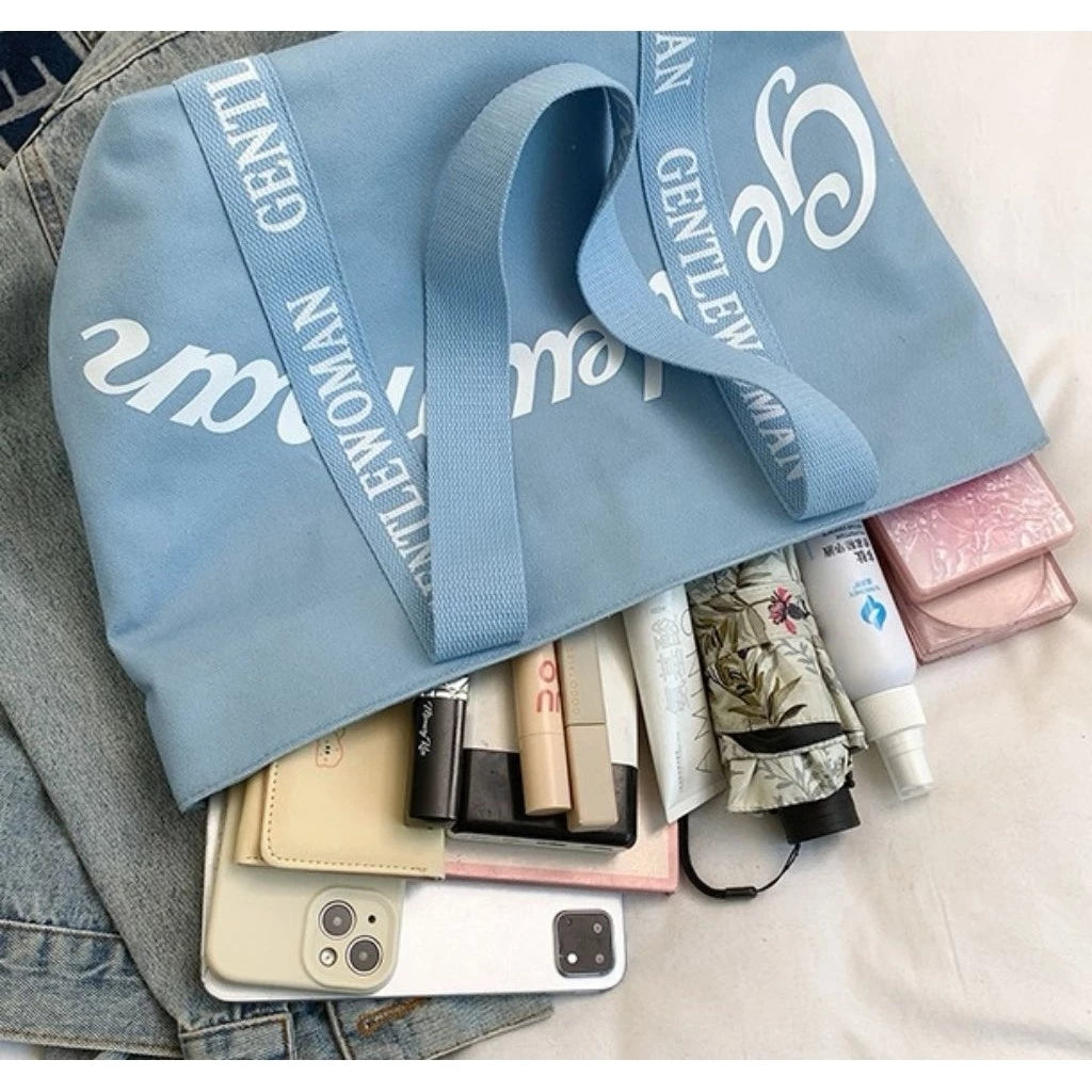 GW Letter Printed Canvas Tote Bag