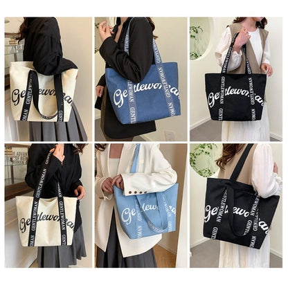 GW Letter Printed Canvas Tote Bag