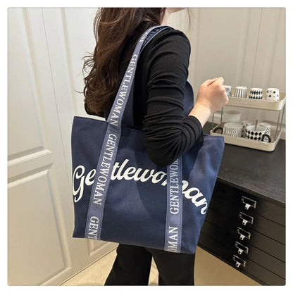 GW Letter Printed Canvas Tote Bag