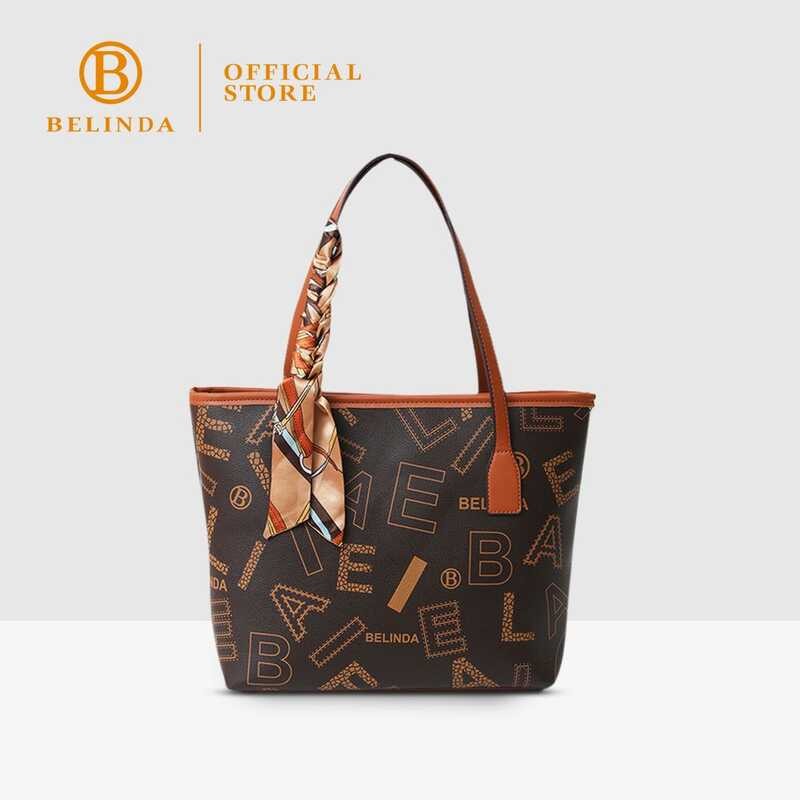 Premier High-End Leather Silk Scarf Tote Bag