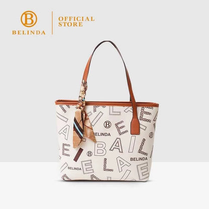 Premier High-End Leather Silk Scarf Tote Bag