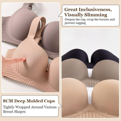 Plus Size Wireless Push Up Bra 3D Anti-Gravity Seamless Padded Gathering & Anti-sagging